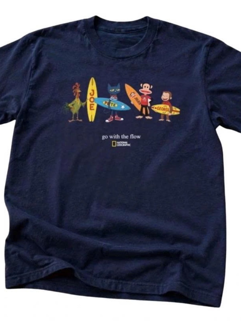 National Geographic Navy Graphic 'Go With The Flow' Surf Tee